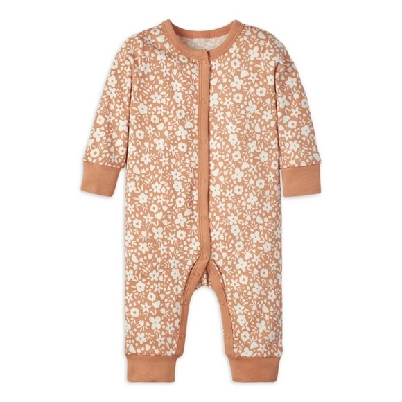 Modern Moments by Gerber Brown and White Long Sleeve Footless Onesie - Picture 2 of 4